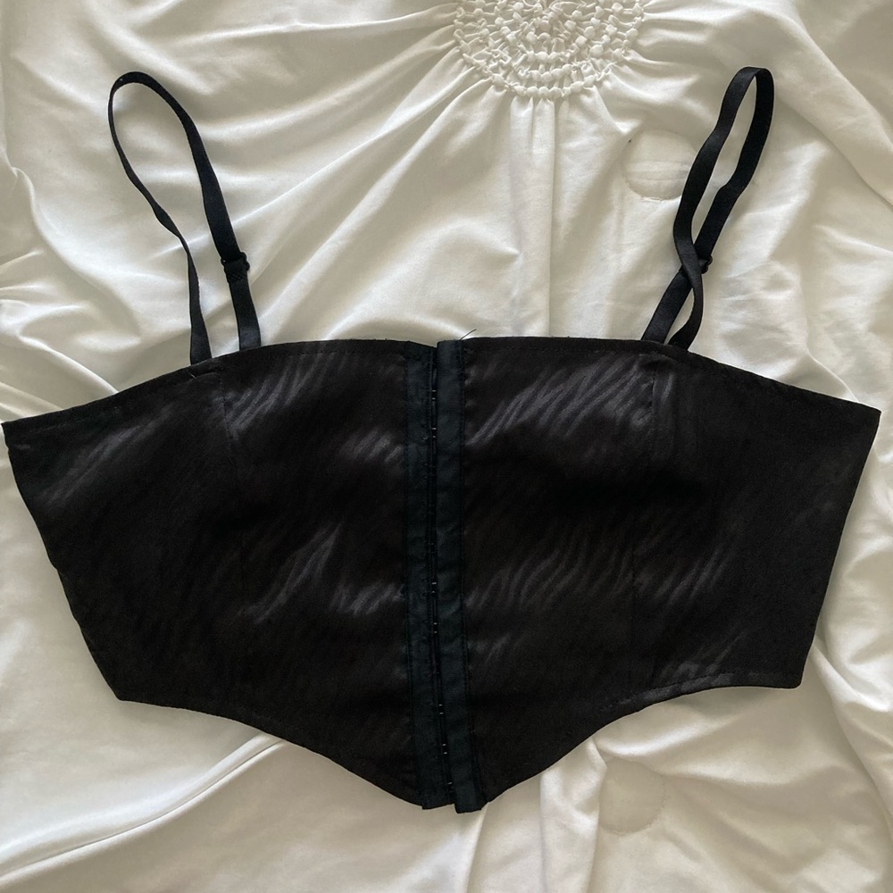 Forever 21 Black Zebra Cropped Corset Top, Size S, Like New